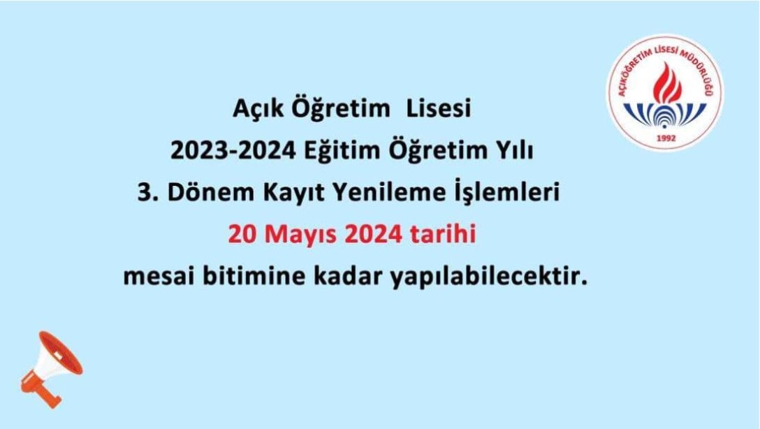 Açık Öğretim Lisesi Kayıt Yenileme